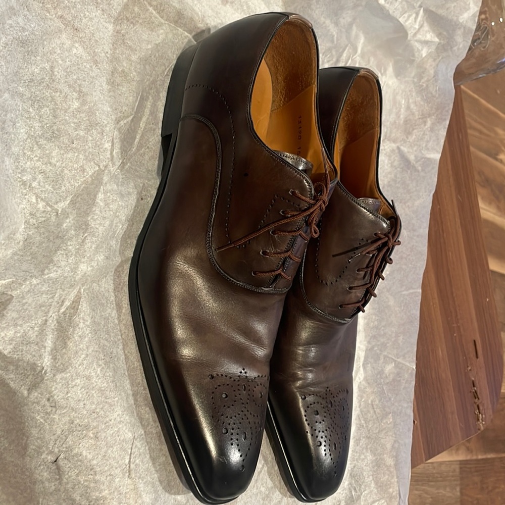 Size 15 Magnanni Viator Tobacco Oxford Medallion